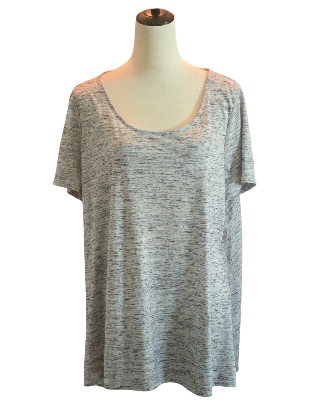 Lane Bryant Women's 18/20 Marled Heather Gray Hi-Lo Top Pleated Back Scoop Neck